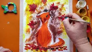 Листопад. Котик и осень. Рисуем осень.