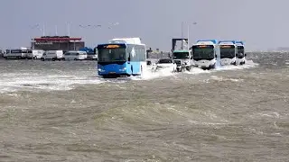 Spectacular tidal bore surges up Netherlands streets ! Schiermonnikoog coast