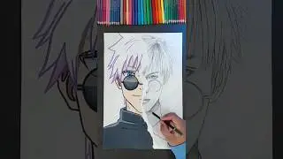 I destroyed my drawing 🥺  and turned into Realism ✨ #short #anime #gojo #drawing