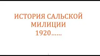 История Сальской милиции 1920
