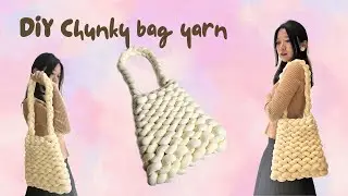 DIY chunky tube yarn crochet bag- How to make bag with finger crochet