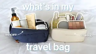 pack my skincare + makeup travel bag with me