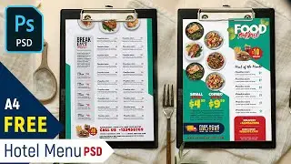 Download Free Fast Food Restaurant/Hotel Menu PSD Template A4