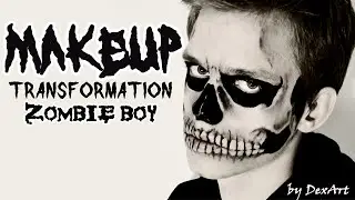 Грим - На Хэллоуин! Живой Череп!!! / Zombie Boy Makeup transformation / DA