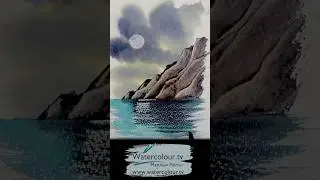 60 Second Watercolour Lesson. A Moonlit Seascape