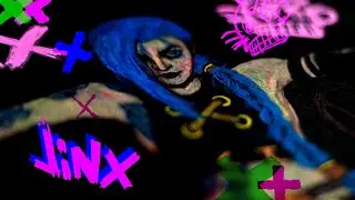 Drawing Jinx from Arcane on Black Paper