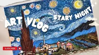 Art Vlog| starry night watercolor painting