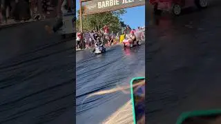 A good captain always goes down with his Barbie Car 😂
