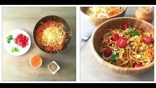 Carrot & Zucchini Pasta with Tomato Coconut Curry Sauce (Spiralizer Recipe)