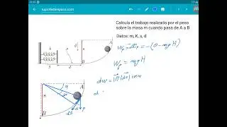 Trabajo del peso sobre una masa que desliza