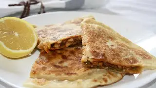Gozleme with chicken filling/ Gozleme/ Turkish flatbread with chicken