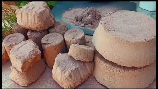 Ultra Dusty soft Red brick dirt Sifting and Shaving Dry and water Crumbling ASMR