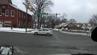 Driving through a wintery Philipsburg, Pennsylvania.