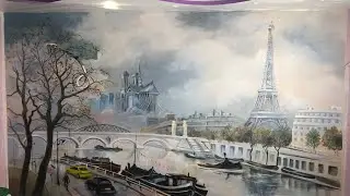 Рисуем маслом на стене «Париж»
