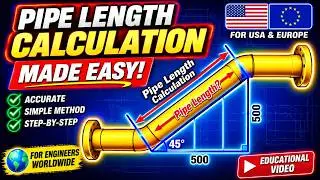 Pipe length calculation. How to find pipe length. Pipe rolling drawing. Piping drawing rolling