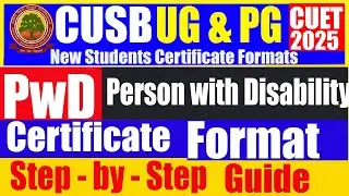 PWD Certificate Format for CUSB | Download Person with Disability Central Level Format for Admission
