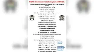 ANSWER OF ENGLISH WBCS Preliminary 2021