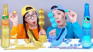 การท้าดวลระหว่างเจลลี่สีทอง VS เจลลี่สีน้ำเงิน DONA Mukbang