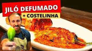 Jiló defumado com costelinha de porco
