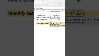 How to Calculate Monthly Loan Payments in Excel | PMT Formula Tutorial: Excel/Google Sheets #shorts