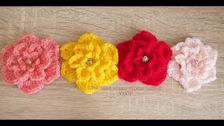 Crochet flower for decoration. Knitted flower. Knitting for beginners. Lesson 205. Knitted flower.