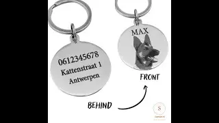 Hondenpenning met foto en naam Titanium 35 mm