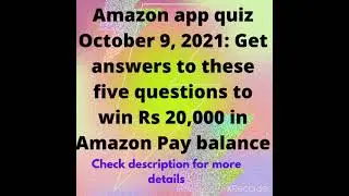 #appsnews Amazon App Quiz W8n Rs 20,000 #appnews #apps #amazon #shorts #ytshorts #quiz