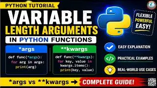 Variable Length Arguments in Python Functions (*args and kwargs) | Python Function