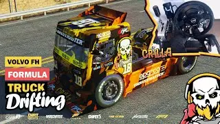 Volvo FH Formula Truck Drifting - Black Cat Country - Assetto Corsa Mods - Steering Wheel Gameplay