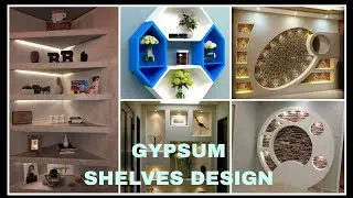 gypsum wall shelves and tv unit designs