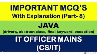 Important MCQs (Part 8) : JAVA - For All Competitive Exams