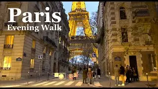Paris France 🇫🇷 Christmas walk in Paris - An evening around Eiffel Tower - 4K HDR walk