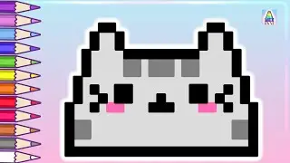 Pixel Art | Как нарисовать КОТИКА по клеточкам | Рисунки по клеточкам | Coloring Kids