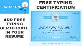 Typing Certificate | Free Typing Certificate | Add Typing Certificate in Your Resume | Ratatype