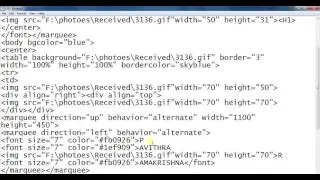 html text and image animation using marquee tag and attributes