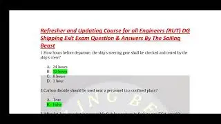 Refresher & Updating Course For All Engineers (RUT) DG Shipping Exit Exam Questions & Answers Set 1