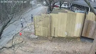 Creepy neighbors sons peaking around the gate.