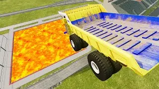 TOP 100 Cars vs Lava Pools Monster Truck, School Bus, Belaz – BeamNG.Drive | BeamNG-Destruction