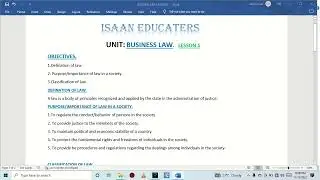 IMPORTANCE AND CLASSIFICATION OF LAW