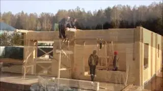 Сборка, монтаж дома из клееного бруса