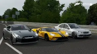 Forza 7 Drag race: Nissan GTR (735hp) vs Ford GT '17 vs Mercedes-Benz C32 AMG (625hp)