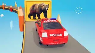 Assembling Cars Learn Colors Police Car Breaking Blocks and Painting Street Vehicle with