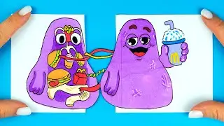 How to make paper craft with GRIMACE SHAKE & Satysfying drawing with hamster