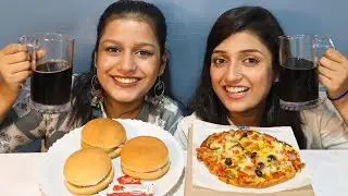 BURGER Vs PIZZA EATING CHALLENGE | VEG FARM PIZZA VEG BURGER | FOOD CHALLENGE