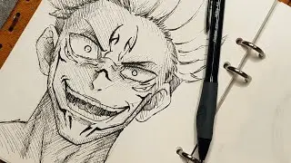 Drawing Sukuna💁🏼😶‍🌫️✍️ [Jujutsu Kaisen] #satisfying #shorts #asmr #sukuna