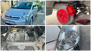 Toyota Corolla Verso 2005г замена задних амортизаторов,чистка салона (Глухие)