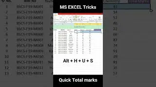 Calculate total marks in MS excel   Sum formula   Sum Formula shortcut key | quick sum Urdu 