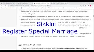Sikkim - Register Special Marriage