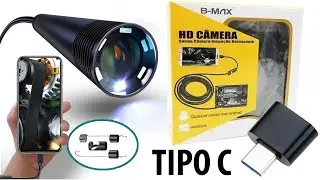 Teste de câmera endoscópica V8 / USB com adaptador para Tipo C