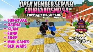 OPEN MEMBER SERVER MCPE 1.19.50 | FourLand SMP S4, No Laag, banyak fitur, harga rank muraah coy!!!